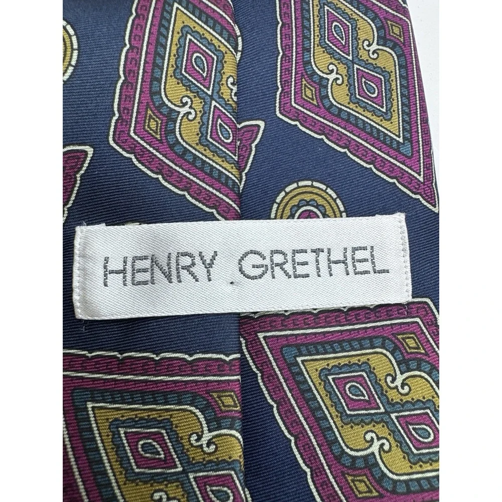 Vintage 1980s Henry Grethel Paisley Silk Tie - Woven‎ in Italy Made in USA